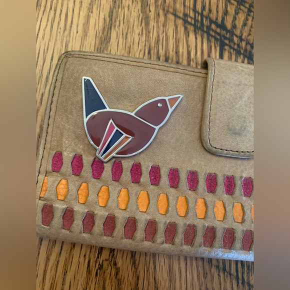 Fossil wallet, hippie boho colorful wallet weaved metal bird - Picture 2 of 8